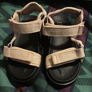 Baby GAP Cream and Black Sandals with Adjustable Straps